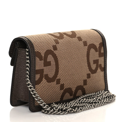 Gucci Monogram Jumbo GG Textured Dollar Calfskin Super Mini Dionysus Shoulder Bag Camel Ebony New Acero 3 of 10