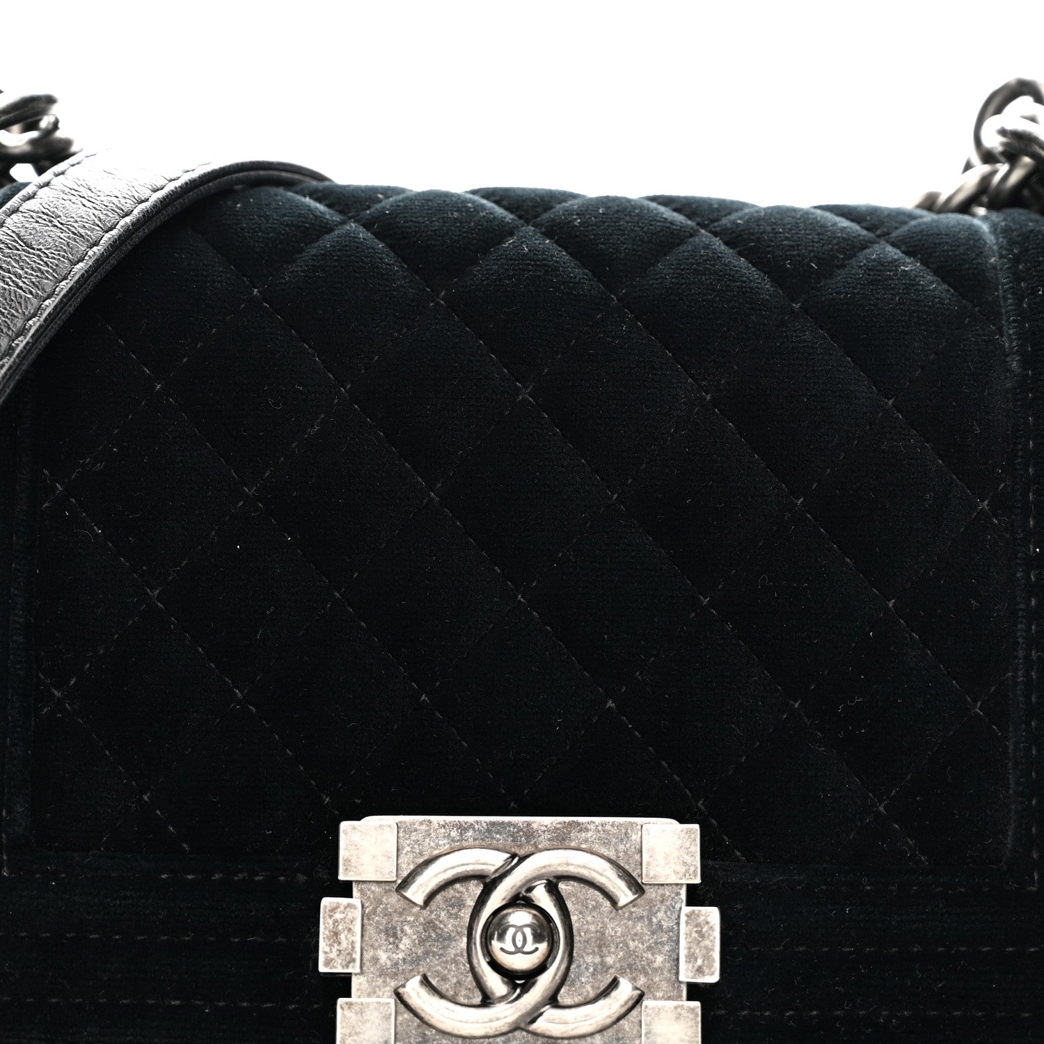 Chanel Velvet Quilted Small Boy Flap Black 8 of 12
