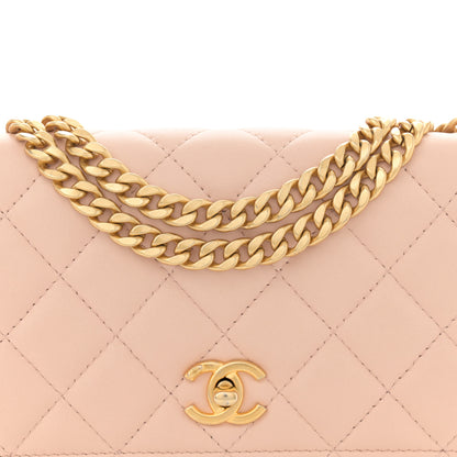 Chanel Lambskin Quilted Sweet Camellia Wallet on Chain WOC Light Beige 8 of 11