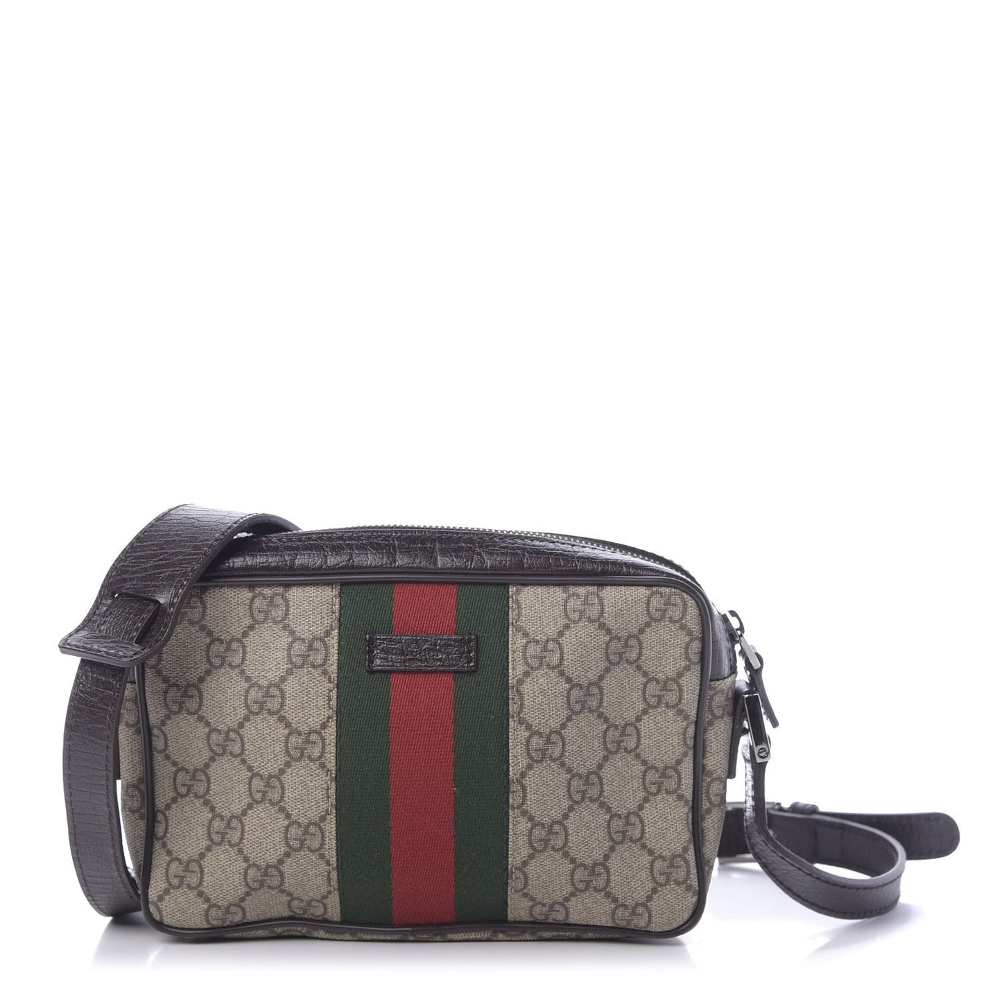 GG Supreme Monogram Canvas Web Shoulder Bag Brown