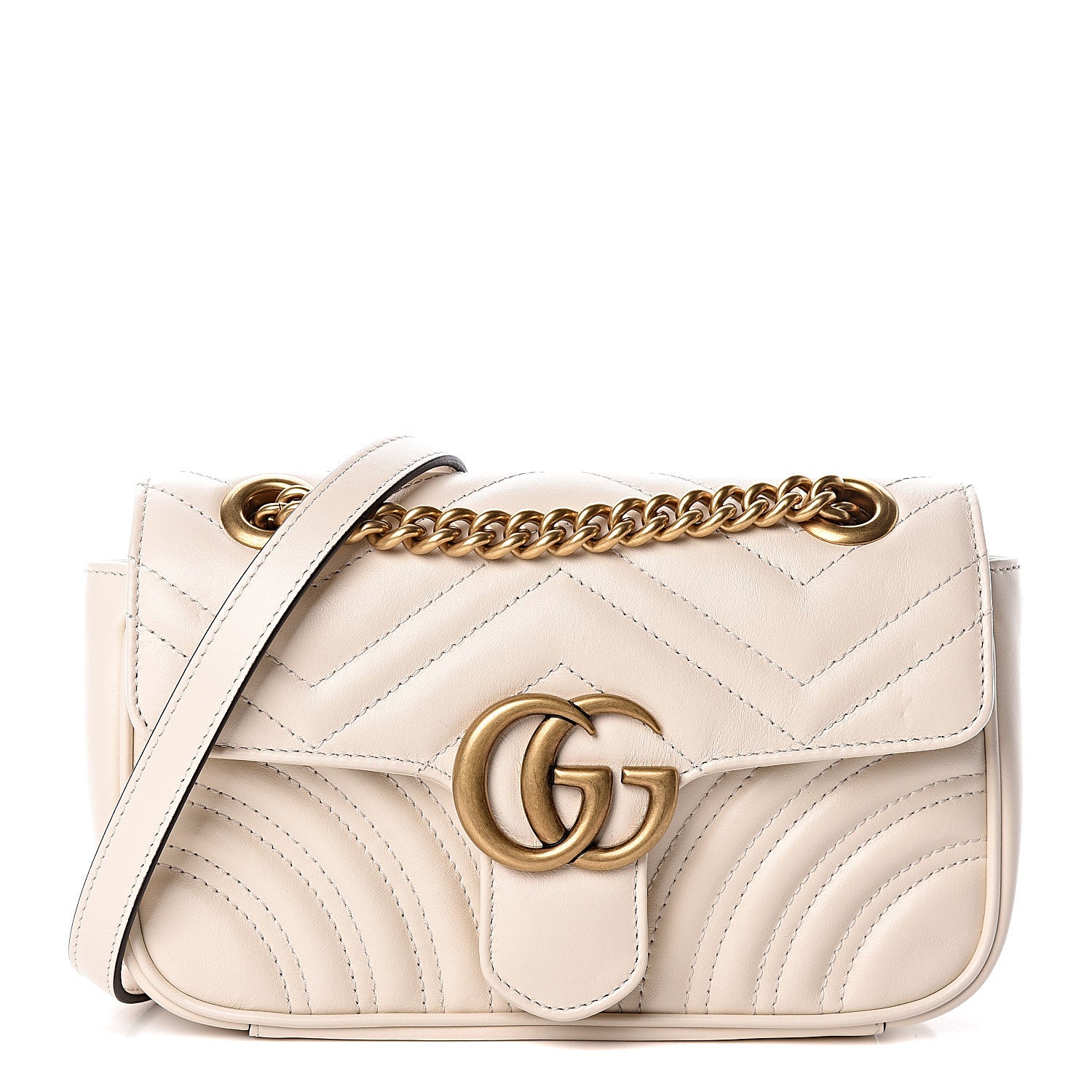 Gucci Calfskin Matelasse Mini GG Marmont Shoulder Bag White 1 of 10
