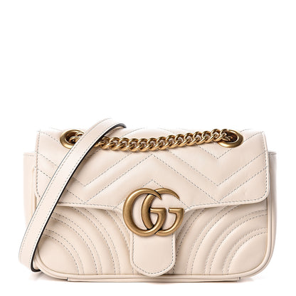 Gucci Calfskin Matelasse Mini GG Marmont Shoulder Bag White 1 of 10