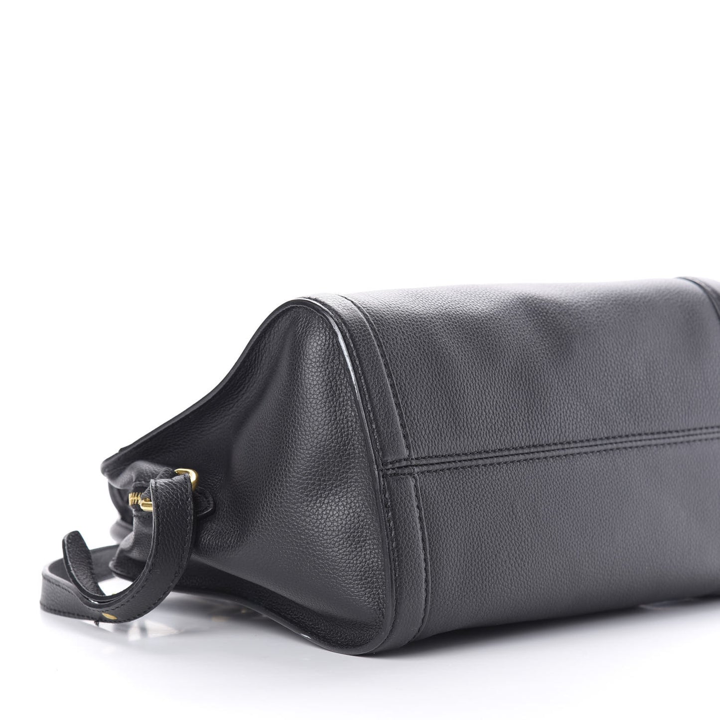 Pebbled Calfskin Small Skull Padlock Zip Around Tote Black