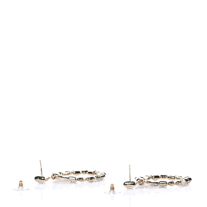 Chanel Crystal CC Drop Hoop Earrings Gold 3 of 6
