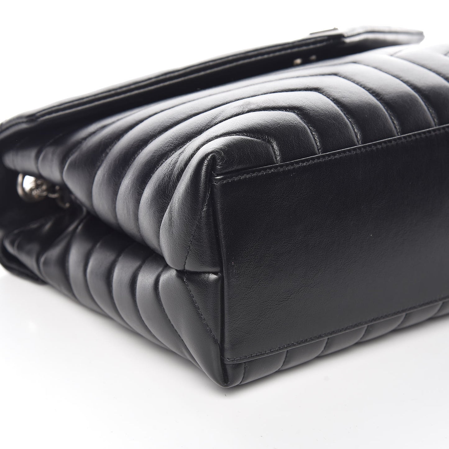Calfskin Y Quilted Monogram Medium Loulou Chain Satchel Black