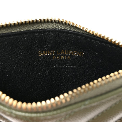 Saint Laurent Monogram Grain de Poudre 5 Fragments Zip Pouch Card Holder Light Sage 6 of 6