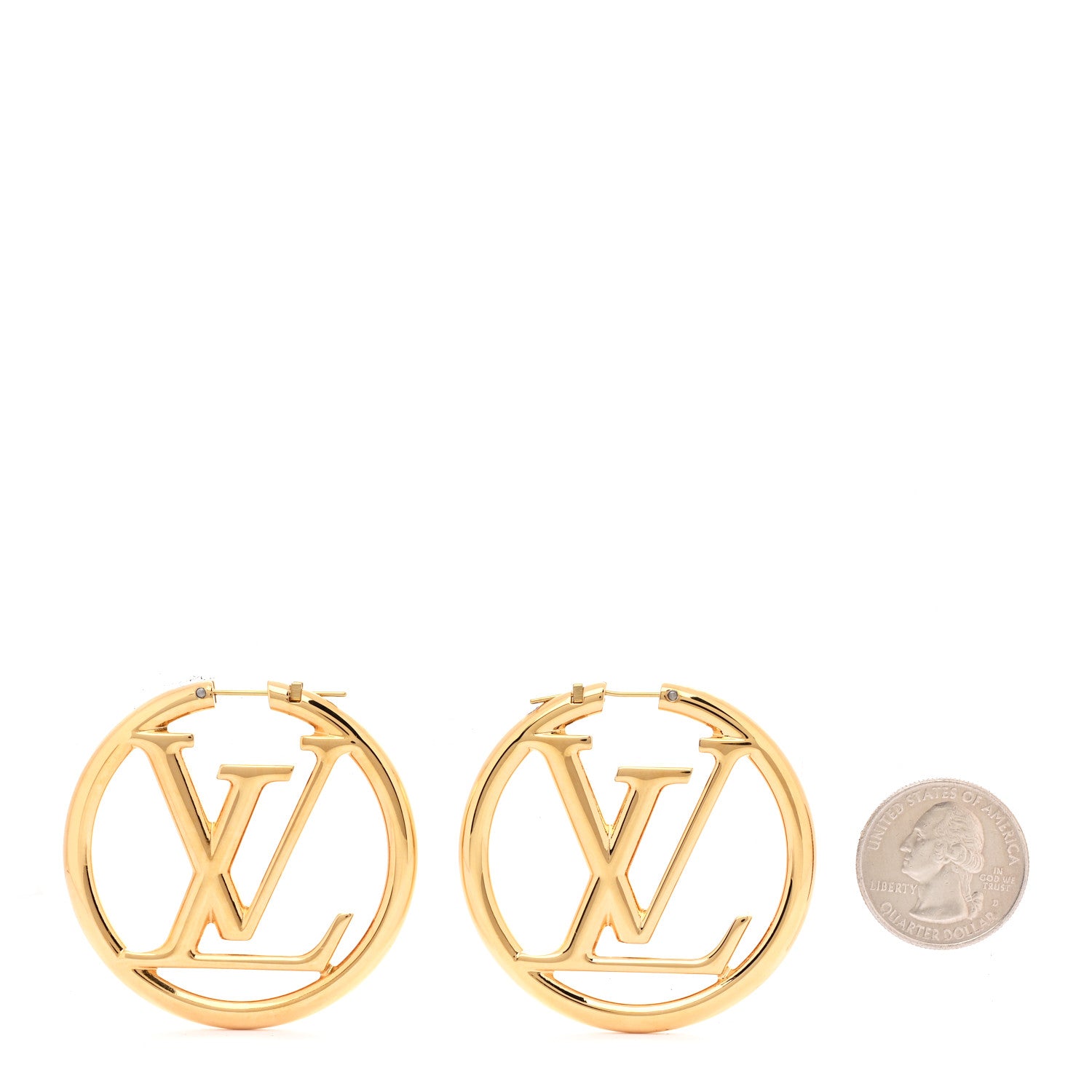 Louis Vuitton Metal Louise Hoop Earrings Gold 2 of 5