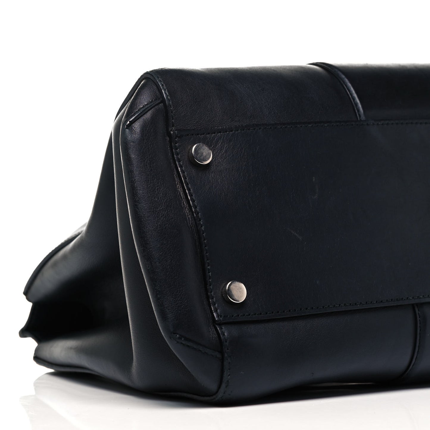 Calfskin Lady Bamboo Top Handle Bag Black