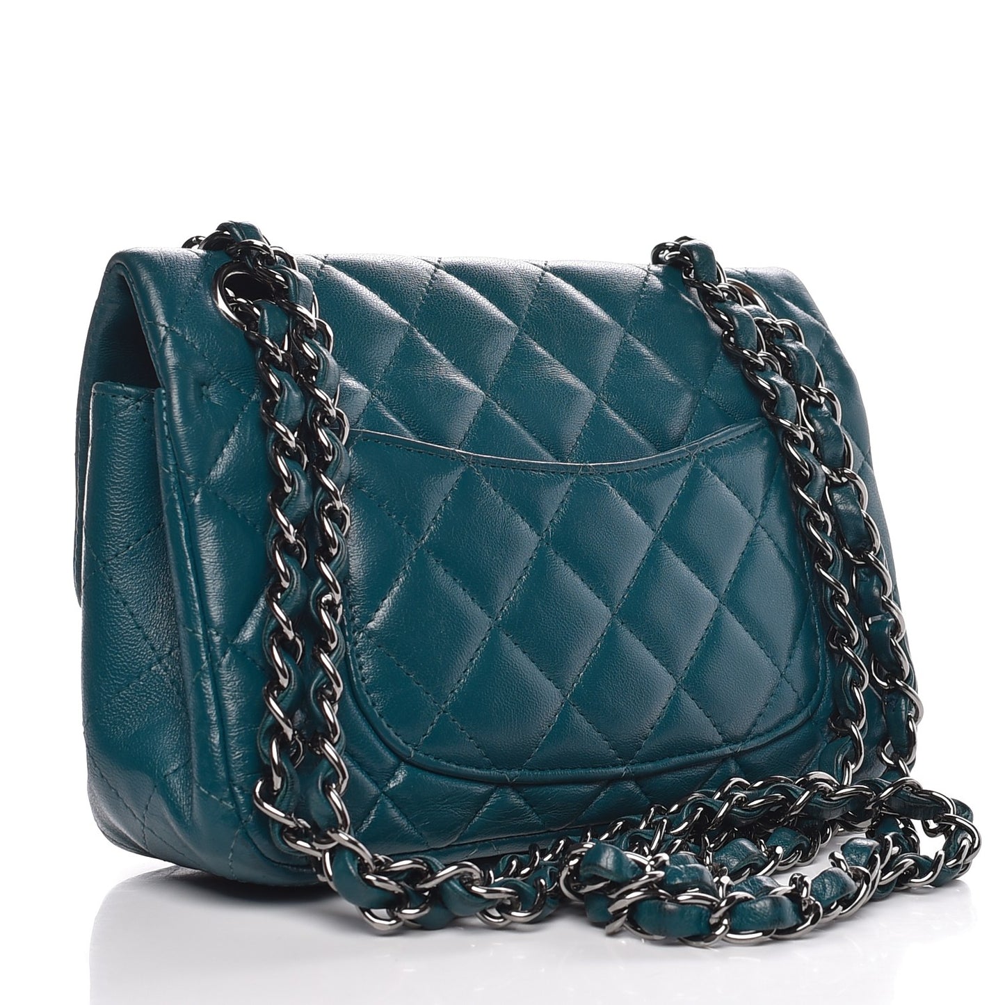 Lambskin Quilted Mini Rectangular Flap Turquoise