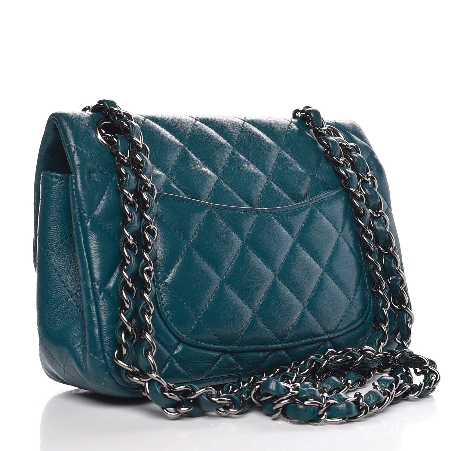 Chanel Lambskin Quilted Mini Rectangular Flap Turquoise 4 of 18