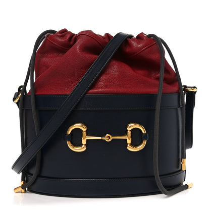 Gucci Azalea Sakai Be Green Calfskin Horsebit 1955 Drawstring Bucket Bag Blue New Cherry Red 1 of 11