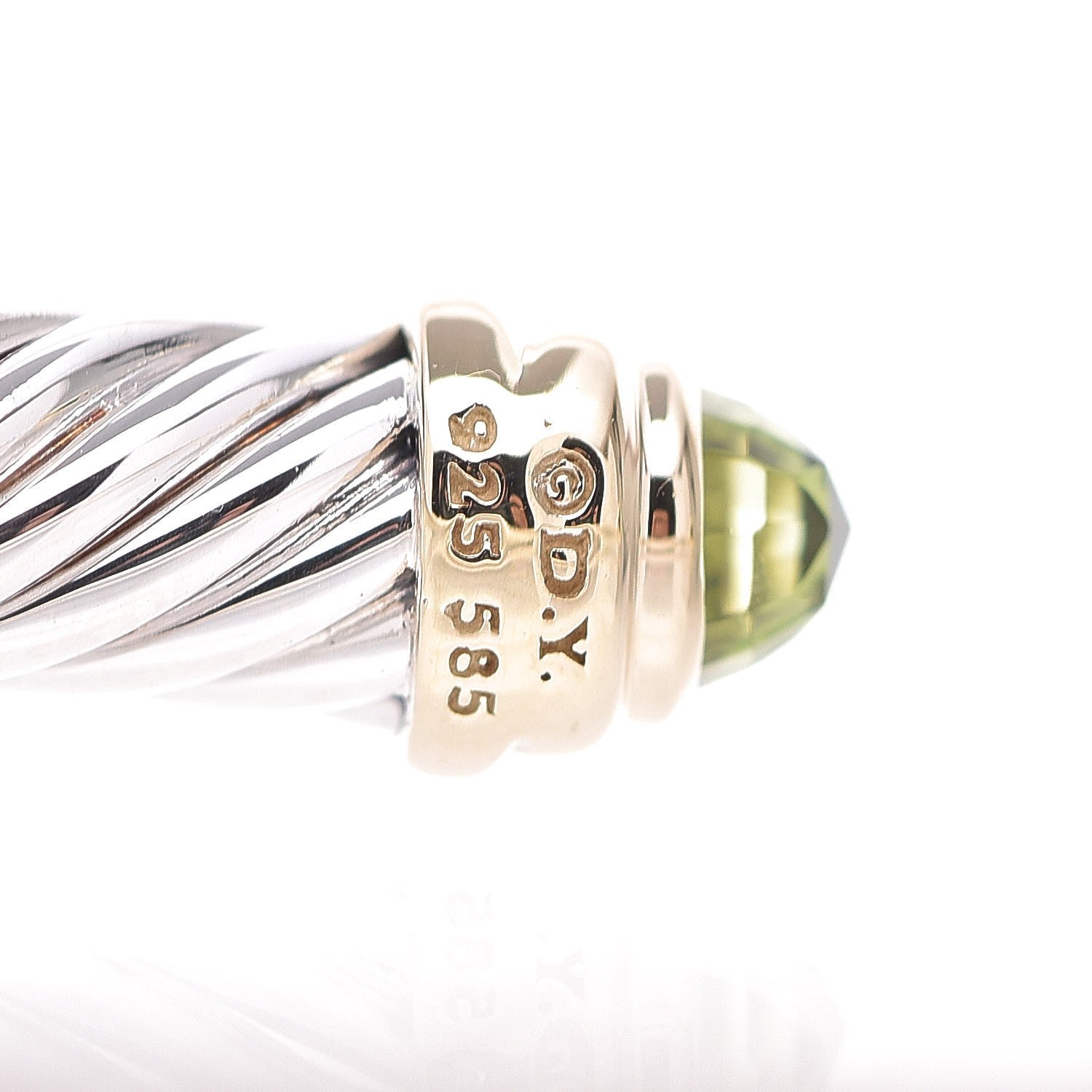 David Yurman Sterling Silver 14K Yellow Gold Peridot 5mm Cable Classics Petite Color Bracelet 4 of 4