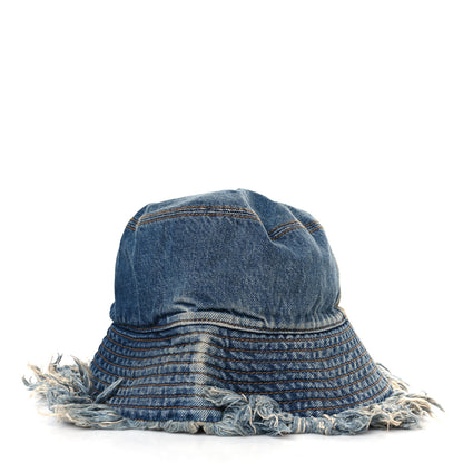 Fendi Denim Frayed Logo Embroidered Bucket Hat M Blue 4 of 7