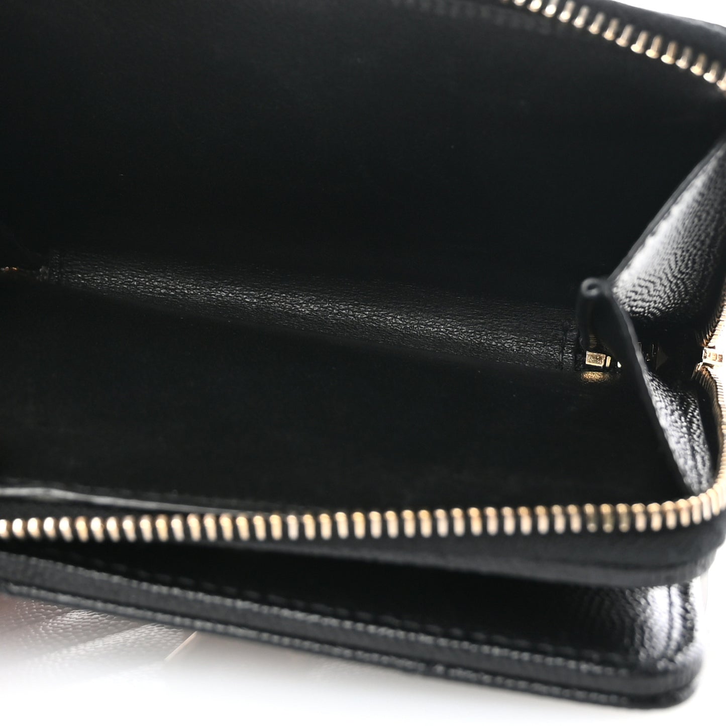 Grain De Poudre Matelasse Chevron Monogram Compact Zip Around Wallet Black