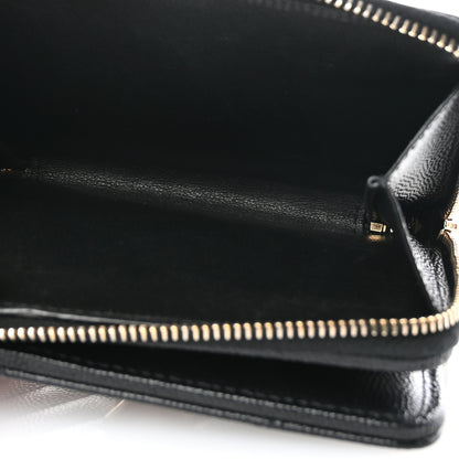 Saint Laurent Grain De Poudre Matelasse Chevron Monogram Compact Zip Around Wallet Black 6 of 8