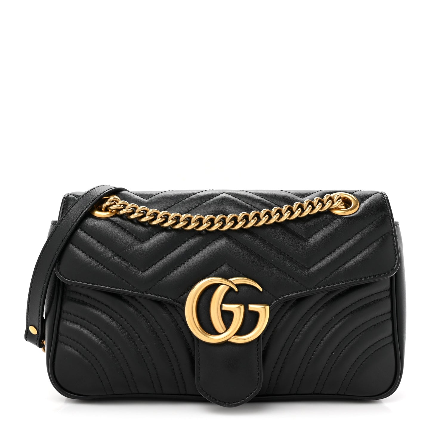 Calfskin Matelasse Small GG Marmont Shoulder Bag Black