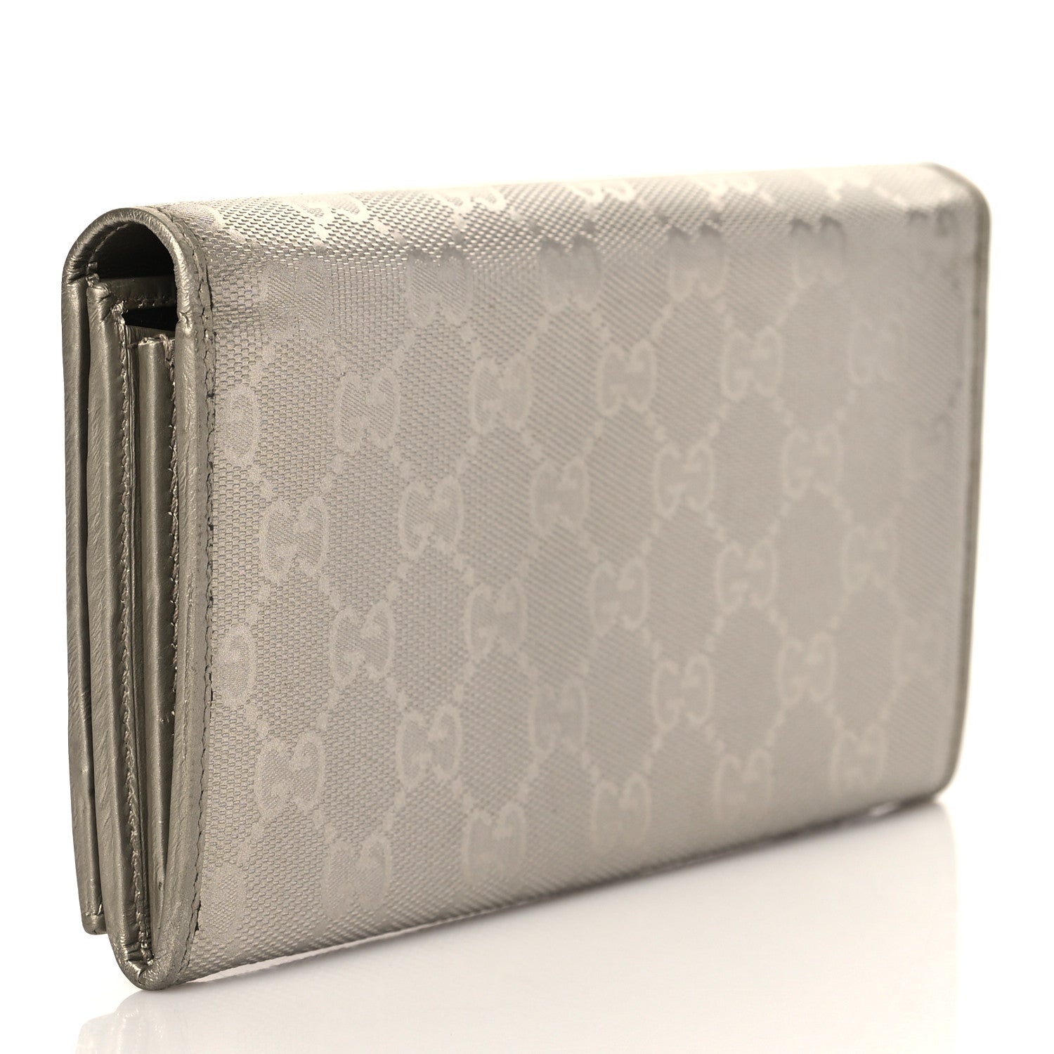 Gucci Imprime Monogram GG Pierce Continental Wallet Silver 3 of 7