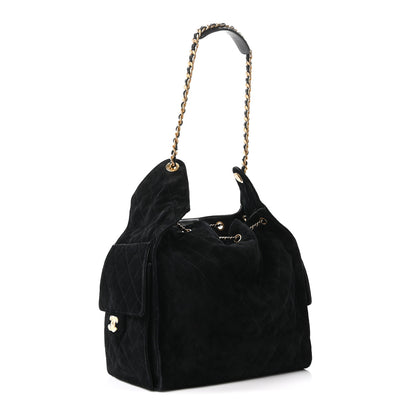 Chanel Suede Quilted Medium Chanel 25 Handbag Black 4 of 11