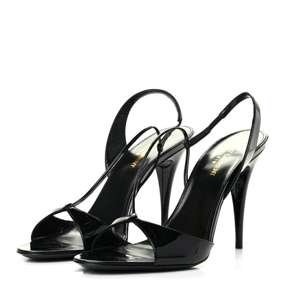 Saint Laurent Patent Calfskin Anouk 110 Sandals 39 Black 3 of 8