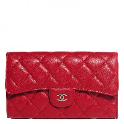 Chanel Caviar Quilted Large Flap Wallet Dark Red 1 of 16