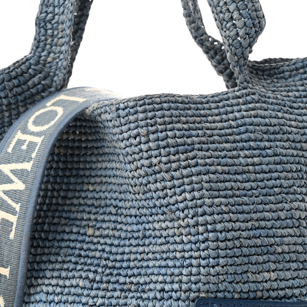 Raffia Mini Slit Tote Bag Blue