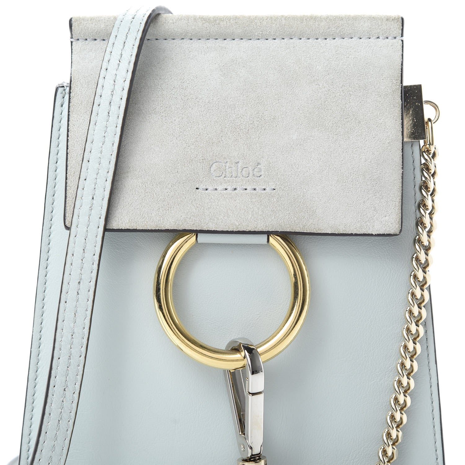 Chloe Suede Calfskin Mini Faye Bracelet Bag Airy Grey 8 of 10