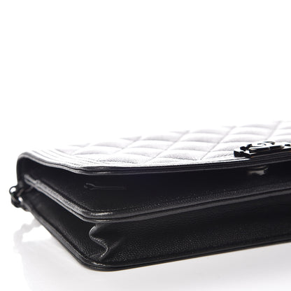 Chanel Caviar Quilted Boy Wallet On Chain WOC So Black 10 of 12