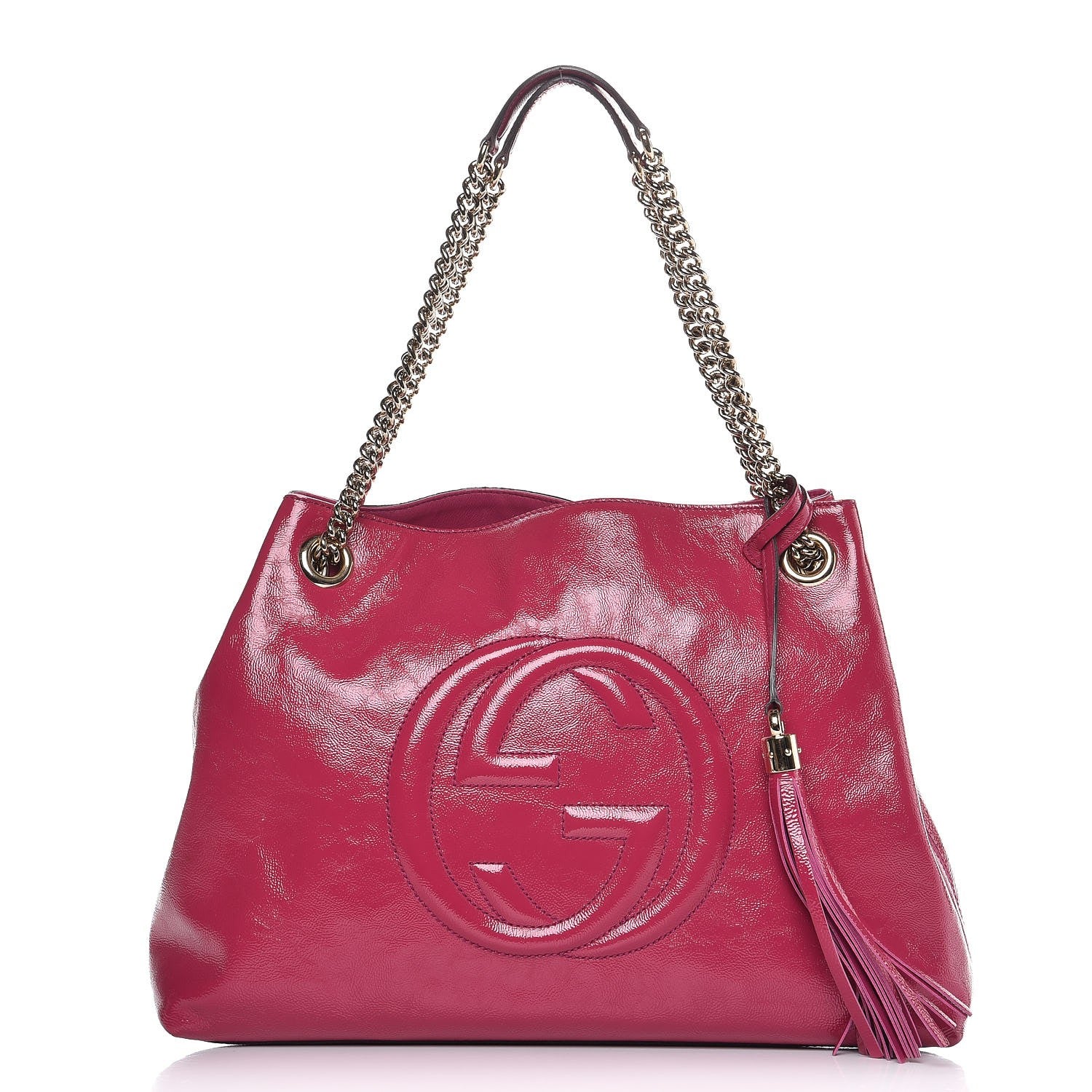 Gucci Vernice Naplack Medium Soho Chain Shoulder Bag Bright Bouganville 1 of 9