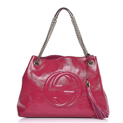 Gucci Vernice Naplack Medium Soho Chain Shoulder Bag Bright Bouganville 1 of 9