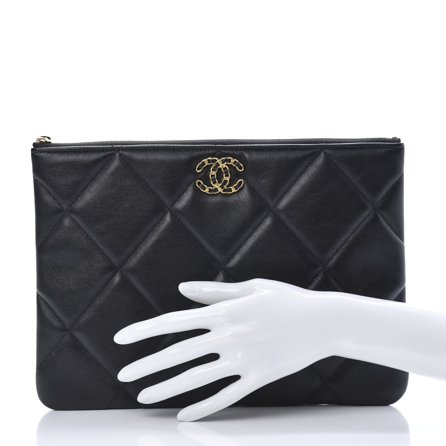 Chanel Lambskin Quilted Large 19 Cosmetic Case Black 2 of 7