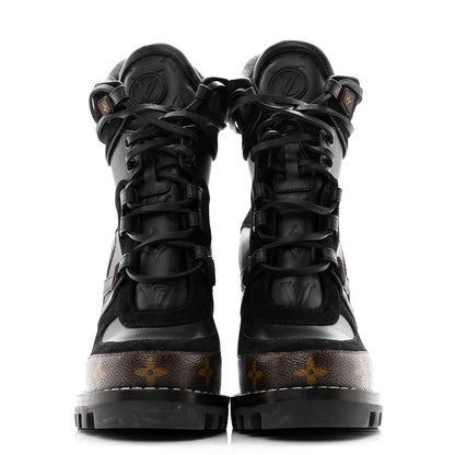 Louis Vuitton Patent Calfskin Monogram Star Trail Ankle Boots 37.5 Black 2 of 8