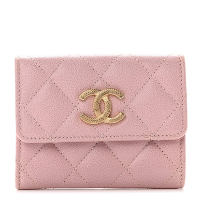 Chanel Caviar Quilted Studded CC Flap Card Holder Light Pink 1 of 8