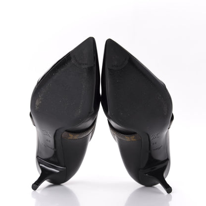 Louis Vuitton Calfskin Patent Monogram Cross Strap Pumps 39 Black 5 of 11
