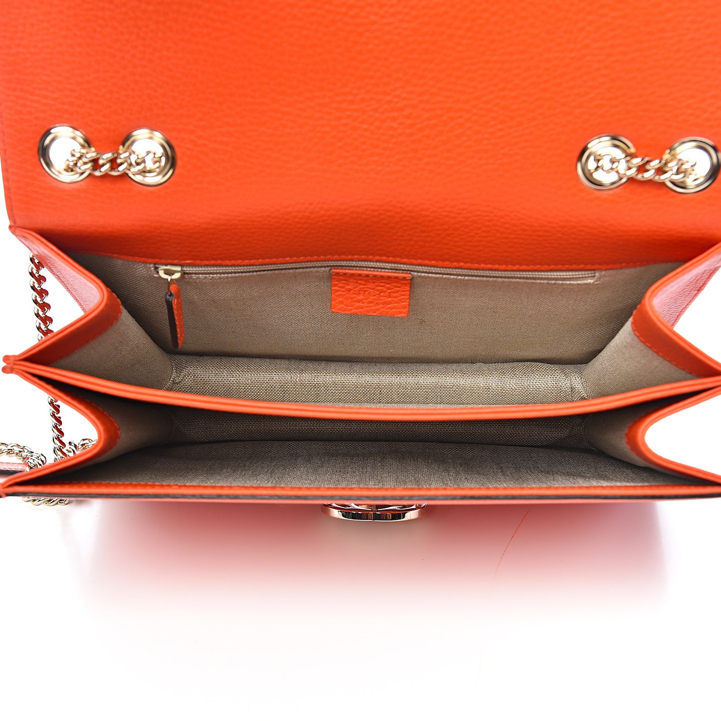 Dollar Calfskin Interlocking G Shoulder Bag Sun Orange