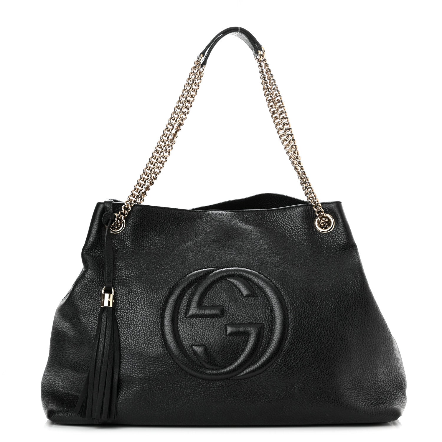 Gucci Pebbled Calfskin Large Soho Chain Shoulder Bag Black 1 of 11