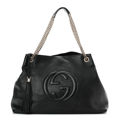 Gucci Pebbled Calfskin Large Soho Chain Shoulder Bag Black 1 of 11