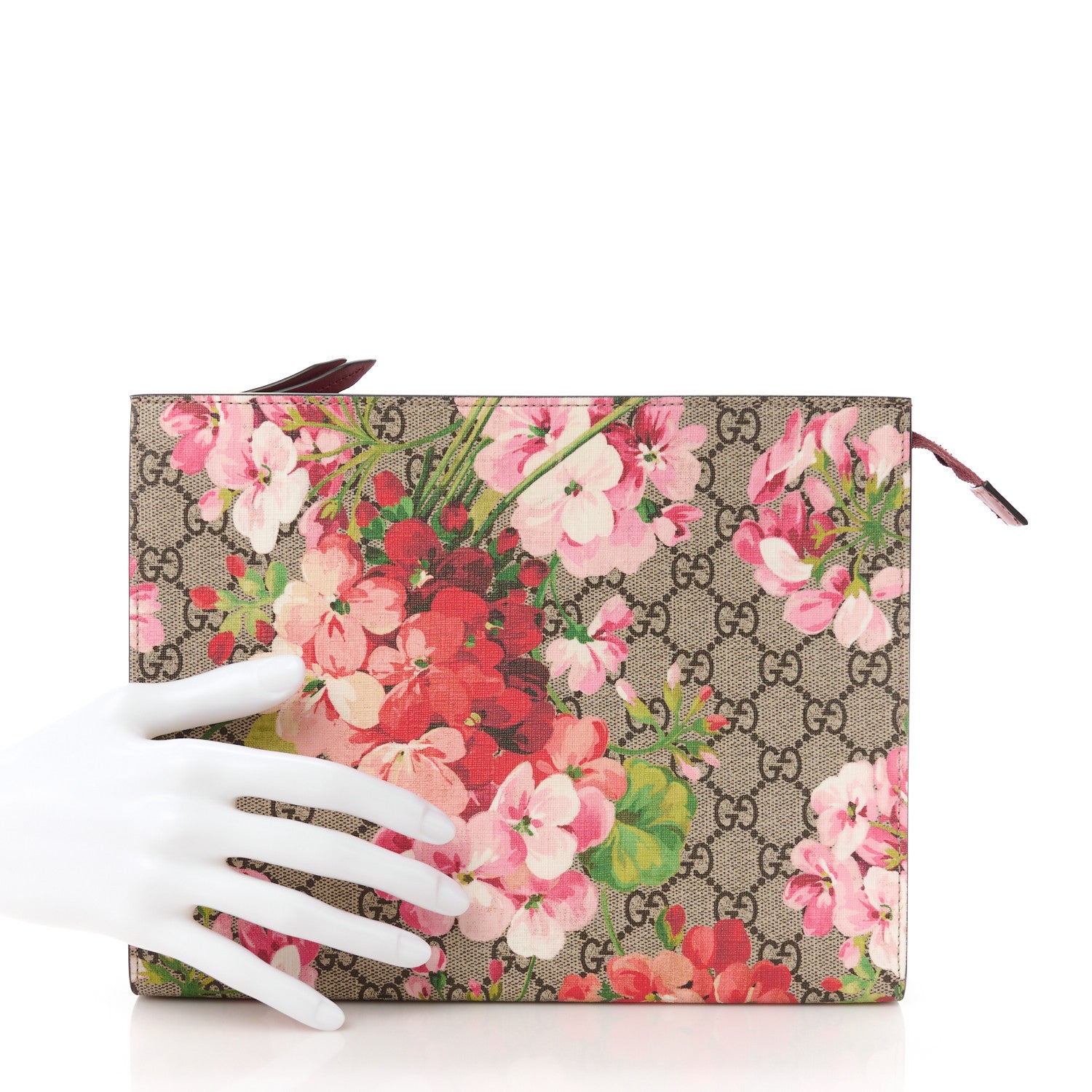 Gucci GG Supreme Monogram Blooms Large Cosmetic Case Beige Multicolor Dry Rose 2 of 14