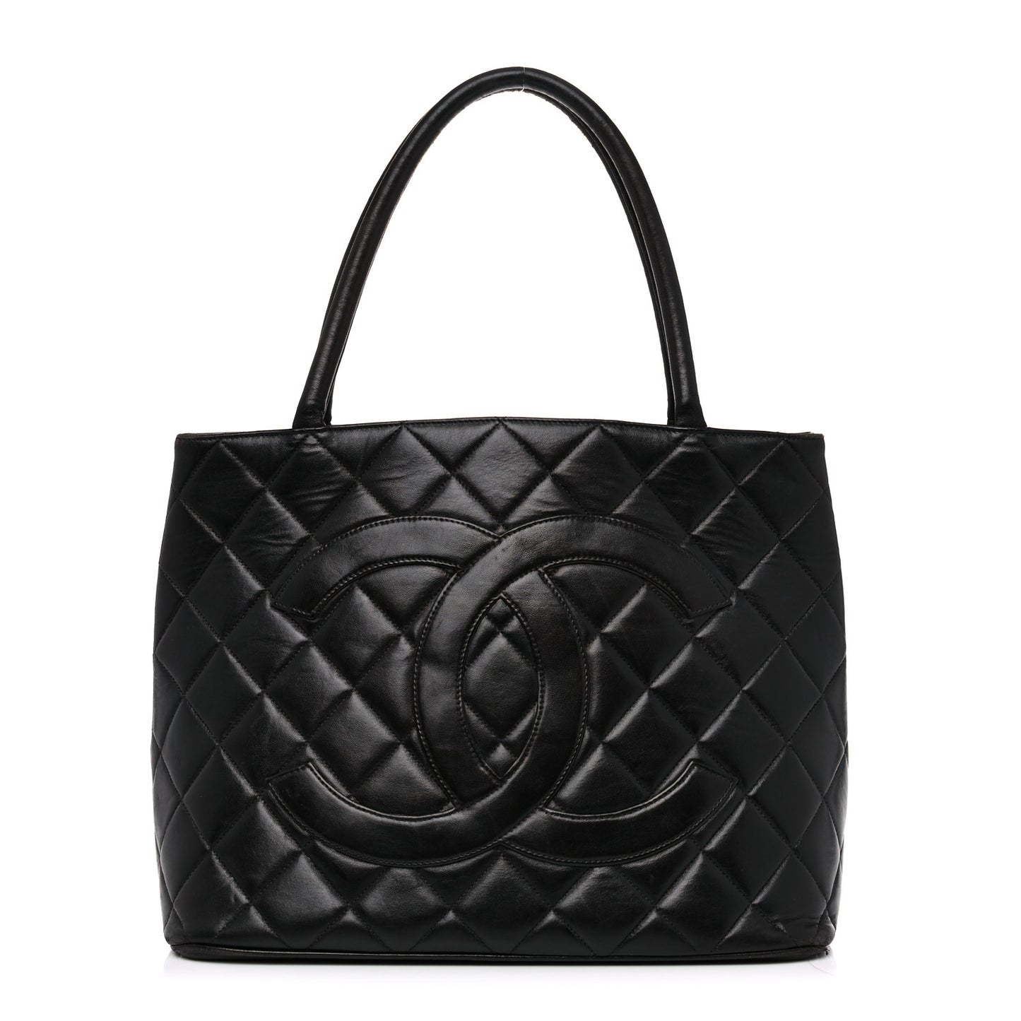 Lambskin Quilted Medallion Tote Black