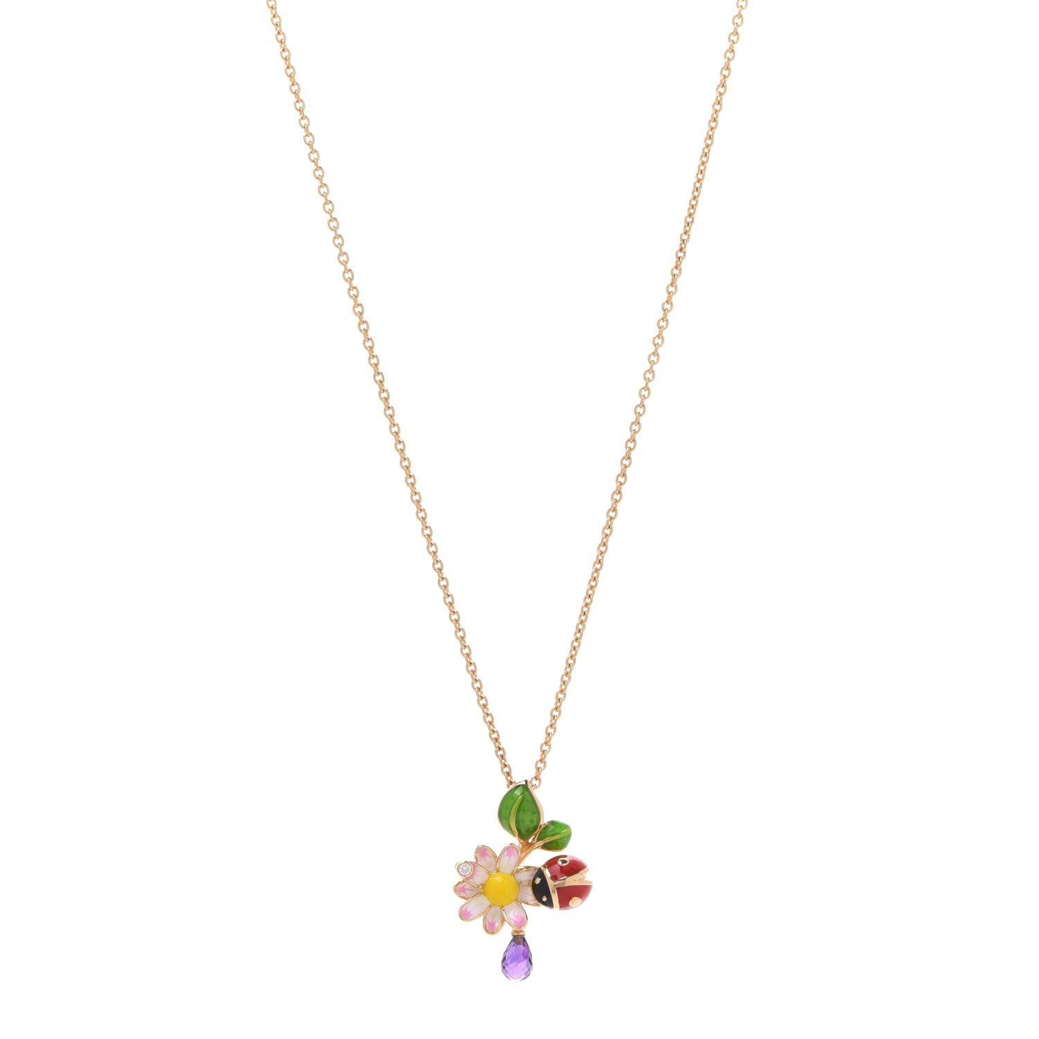 Christian Dior 18K Yellow Gold Diamond Amethyst Diorette Pendant Necklace 1 of 7