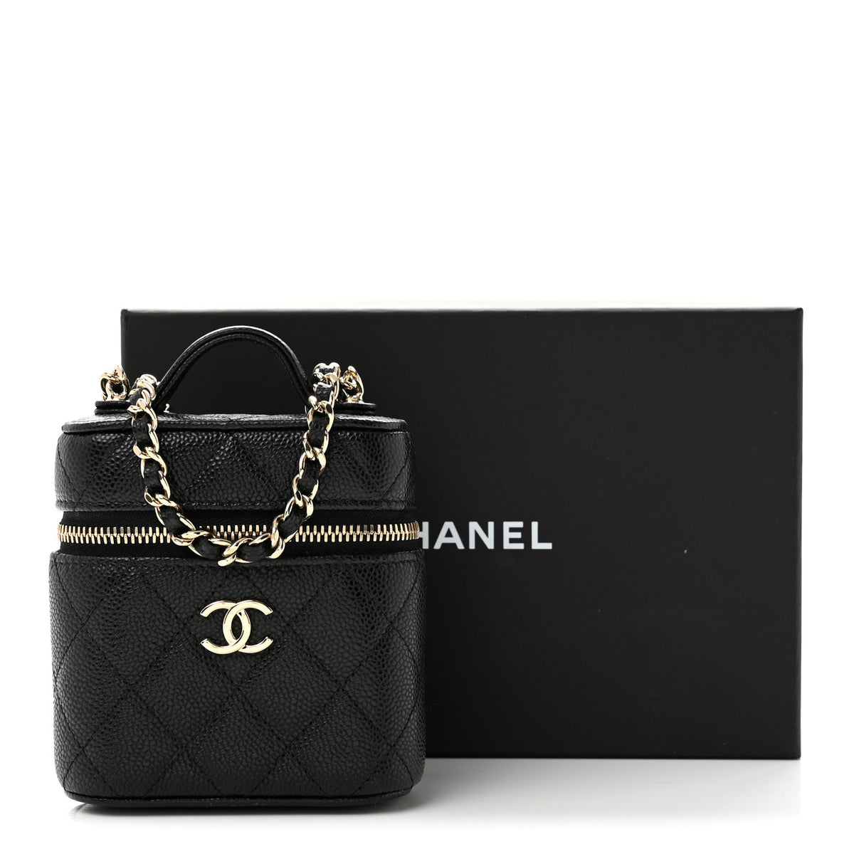 Chanel Caviar Quilted Small Handle With Care Vanity Case With Chain Black 11 of 11