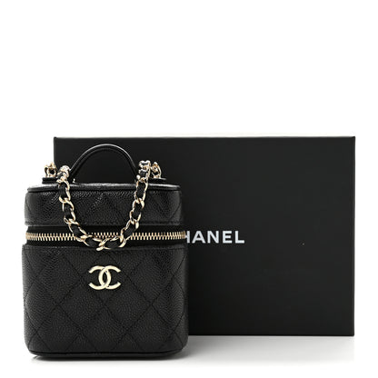 Chanel Caviar Quilted Small Handle With Care Vanity Case With Chain Black 11 of 11