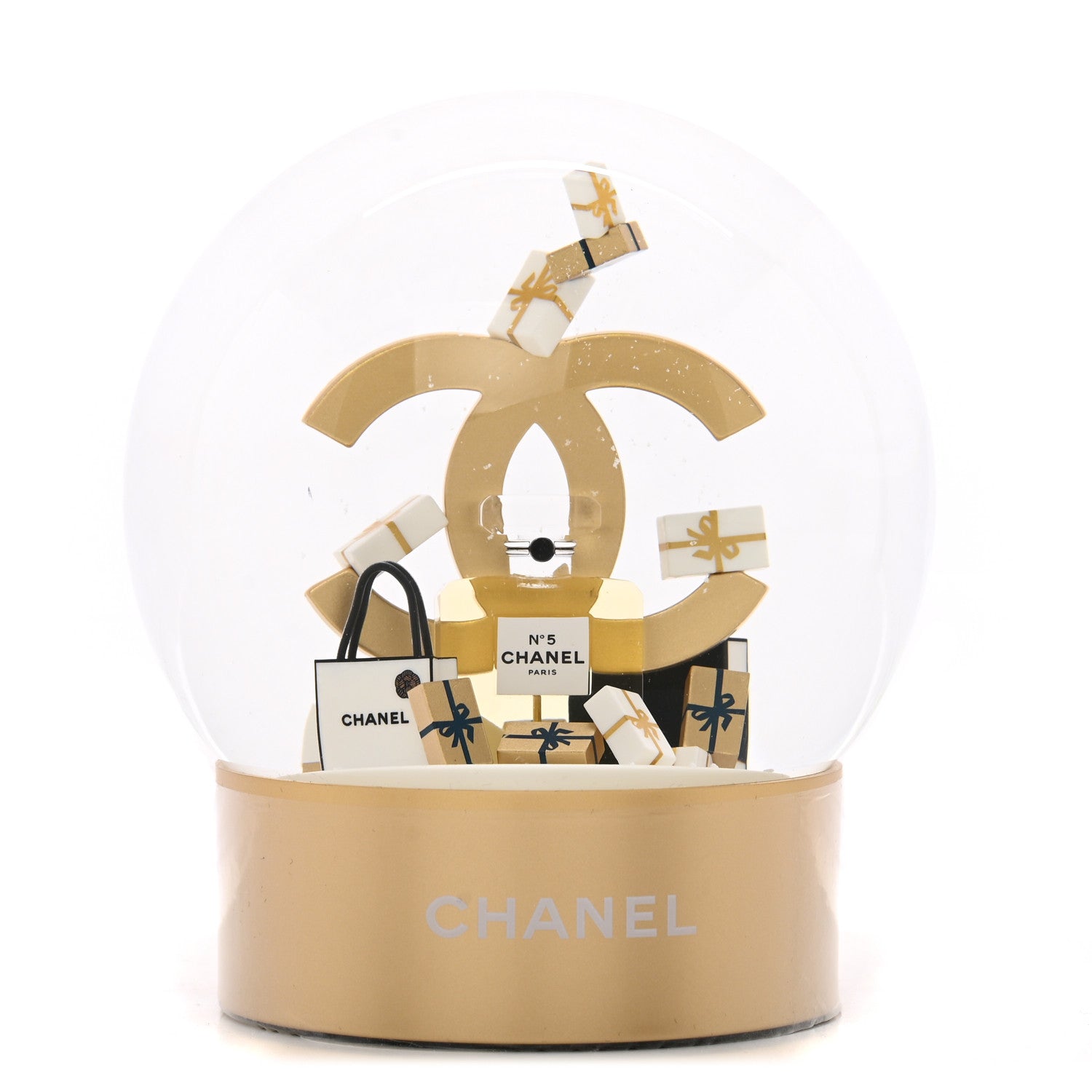 Chanel Glass CC Shopping Bag Snow Globe Gold 1 of 7