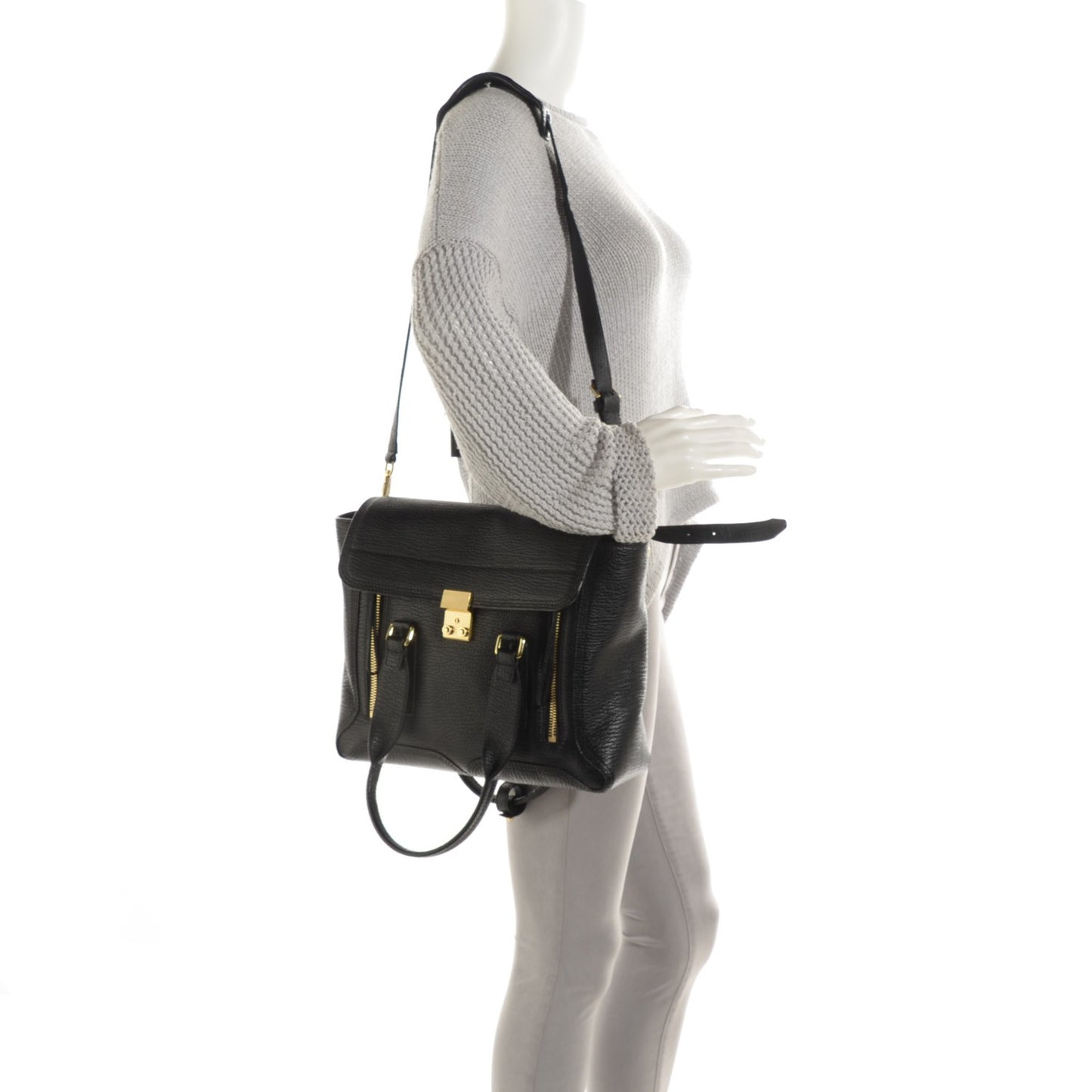 3.1 Textured Calfskin Medium Pashli Satchel Black