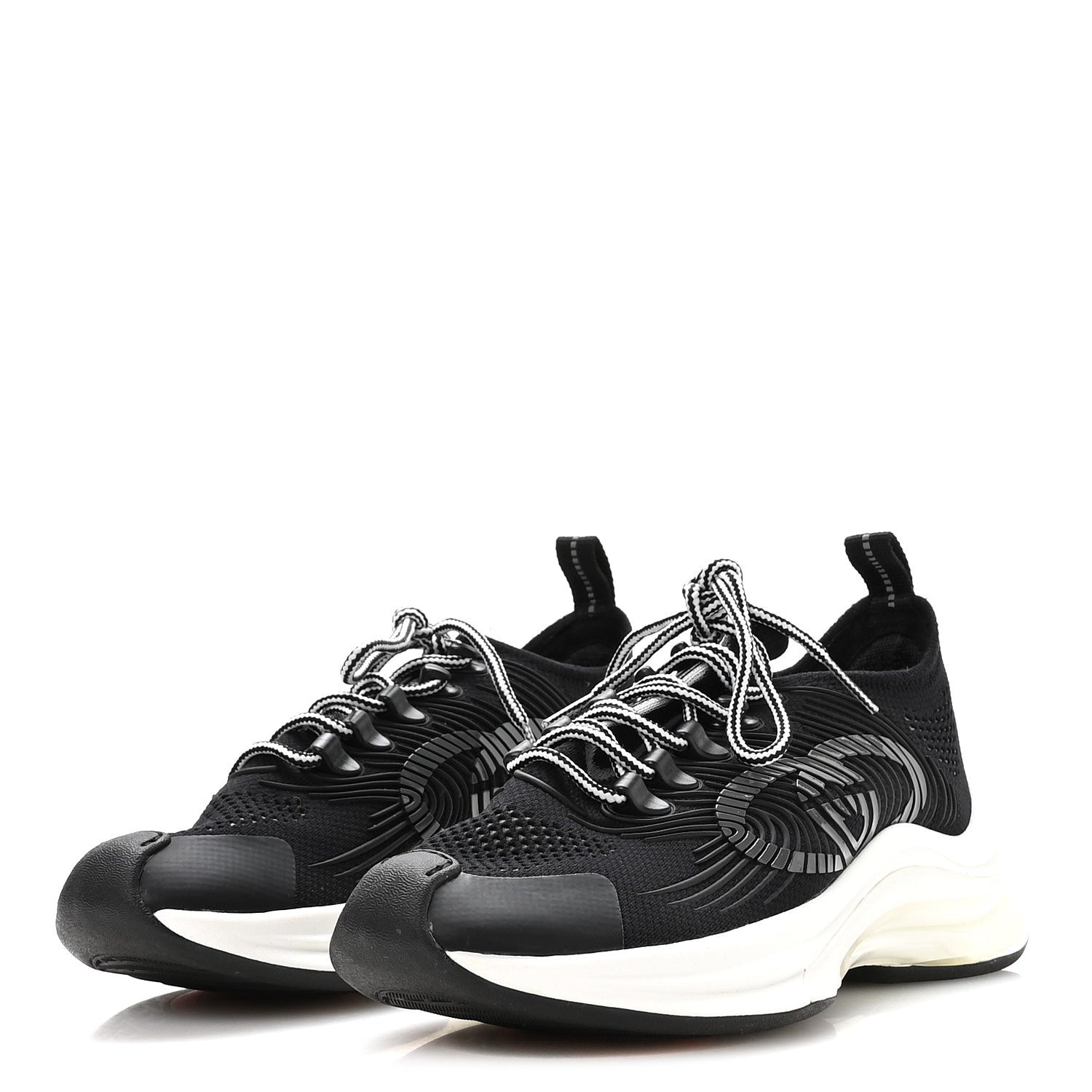 Gucci Technical Knit Fabric Waves Womens Gucci Run Sneakers 36 Black Loess 4 of 7