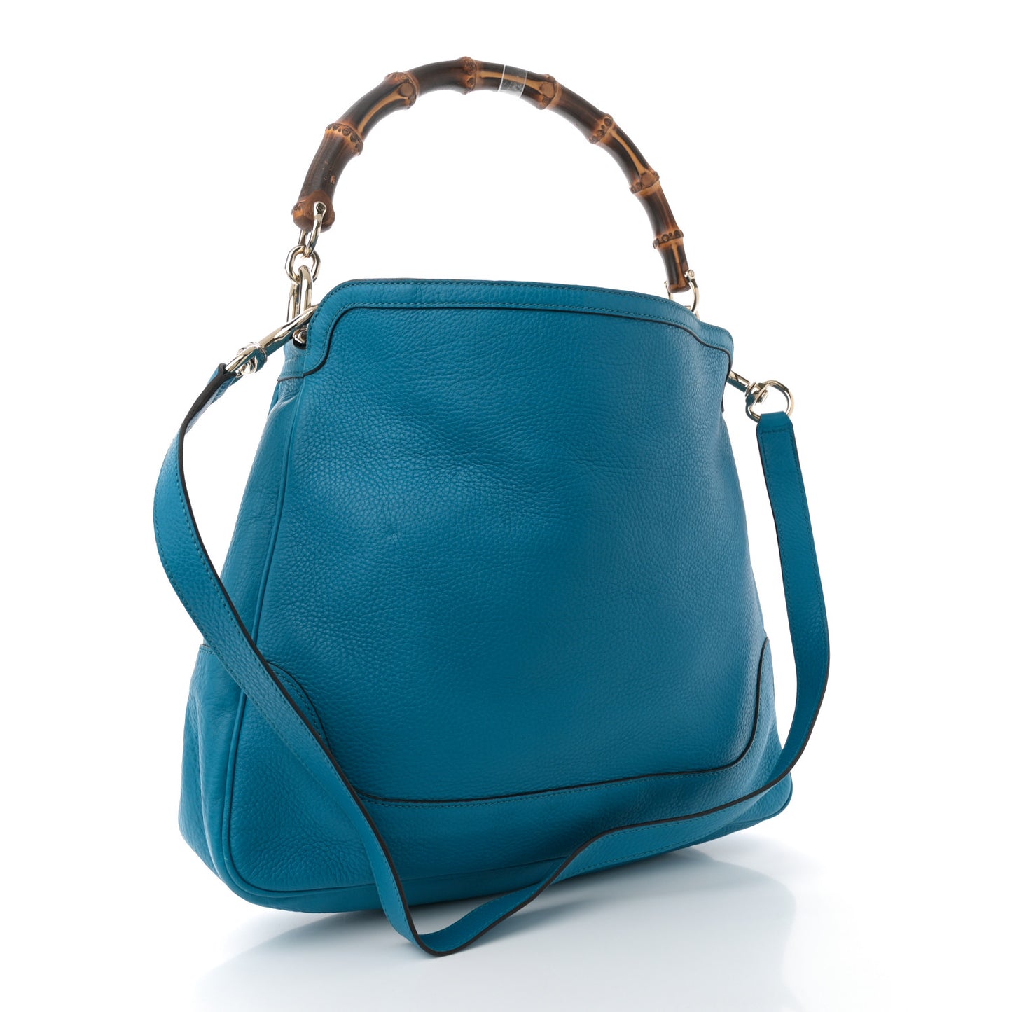 Pebbled Calfskin Medium Diana Bamboo Shoulder Bag Turquoise