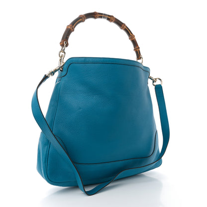 Gucci Pebbled Calfskin Medium Diana Bamboo Shoulder Bag Turquoise 3 of 12