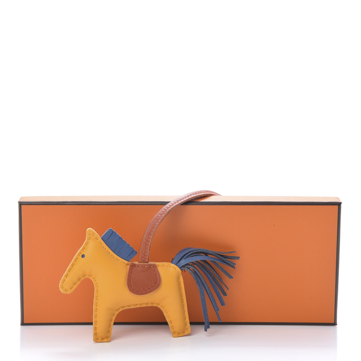 Hermes Milo Lambskin Grigri Rodeo Horse Bag Charm PM Jaune D'Or Bleu Agate Cornaline 4 of 4