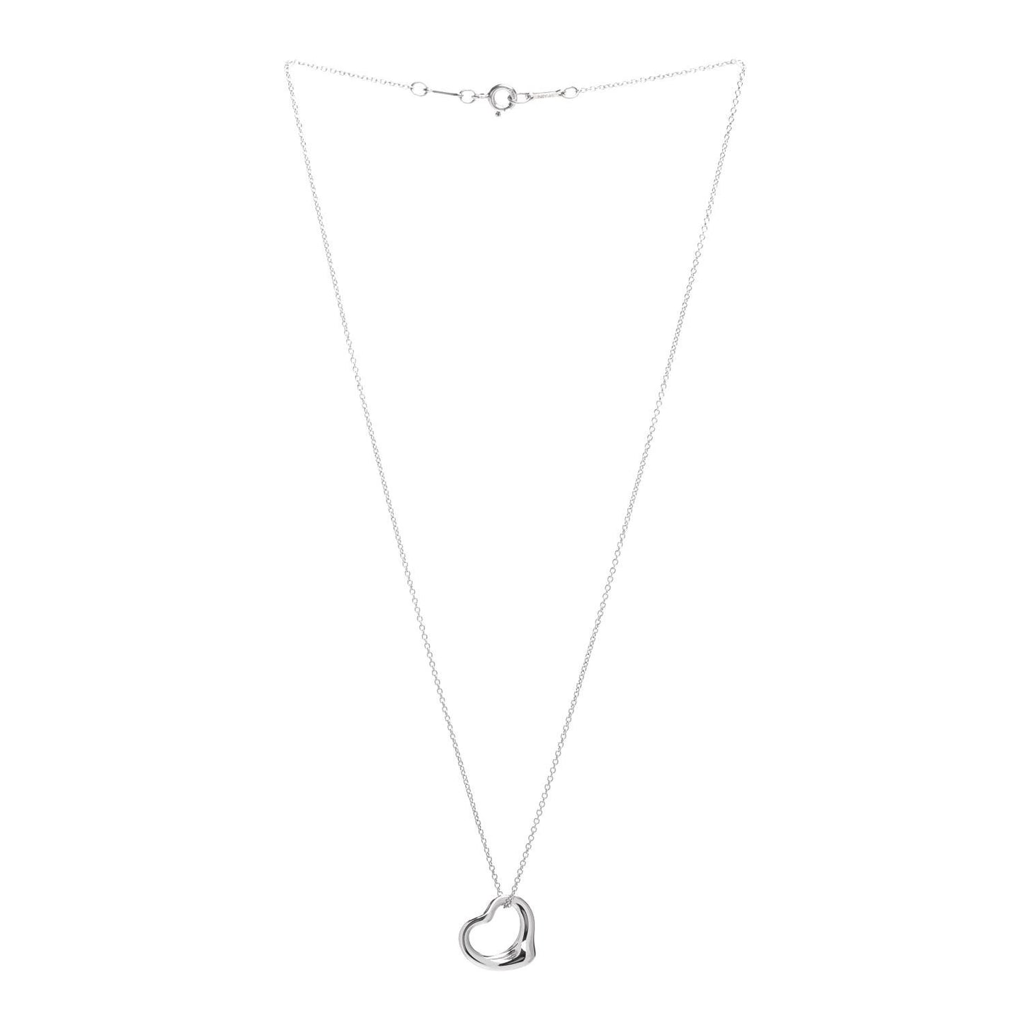 Sterling Silver 16mm Elsa Peretti Open Heart Pendant Necklace
