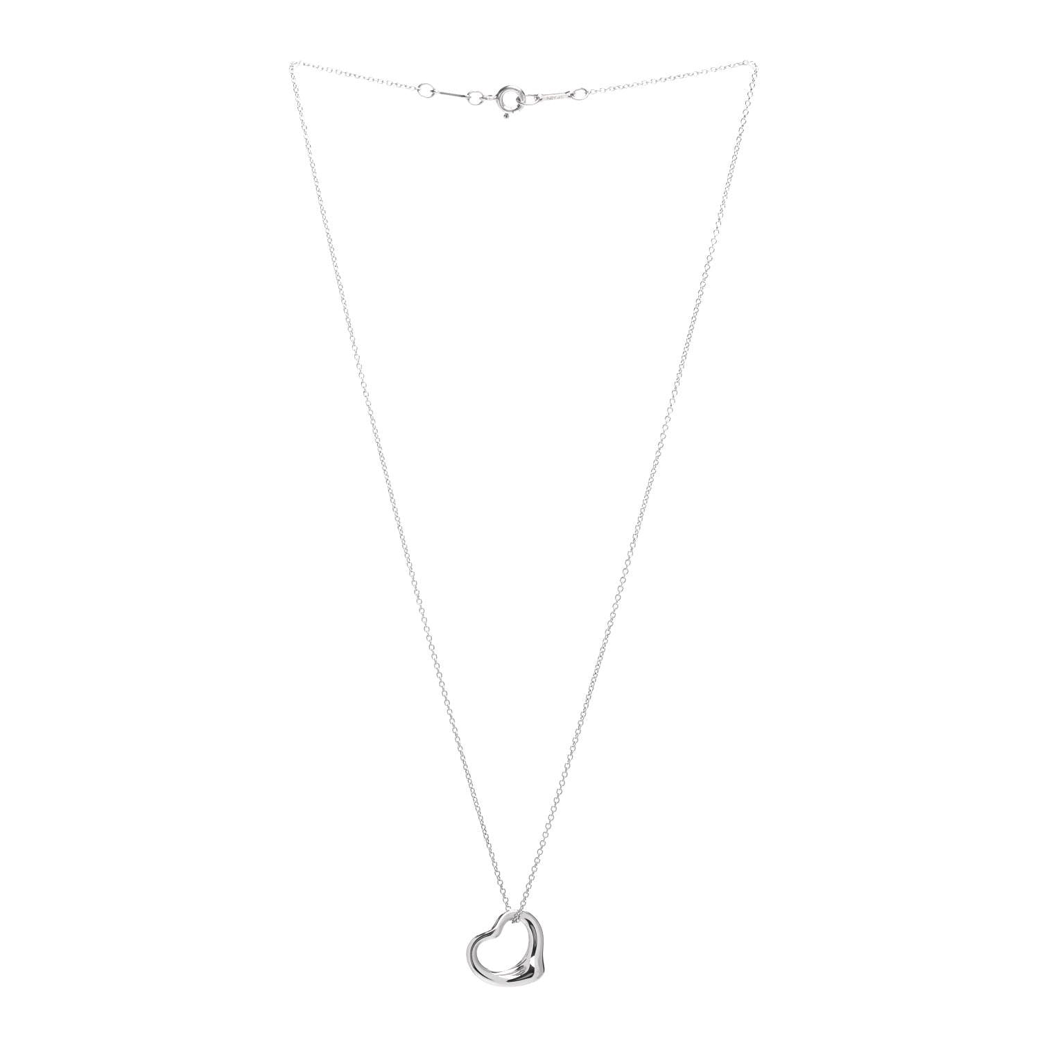 Tiffany Sterling Silver 16mm Elsa Peretti Open Heart Pendant Necklace 3 of 4