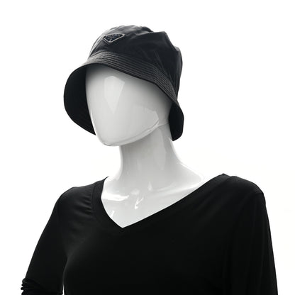 Prada Re-Nylon Metal Triangle Logo Womens Bucket Hat S Black 2 of 8